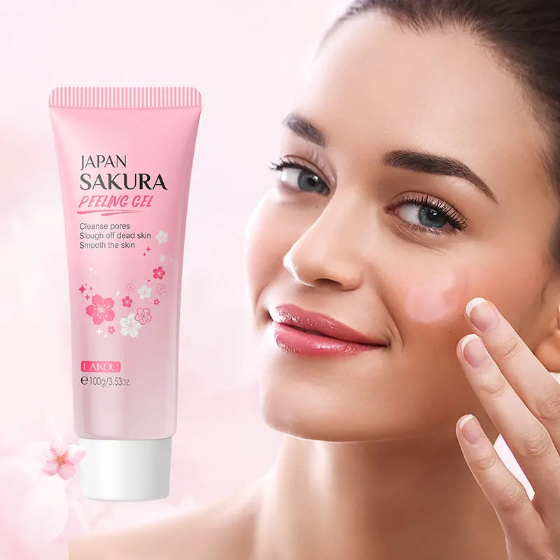 LAIKOU Japan Sakura Peeling Gel Gentle Exfoliating Dead Skin Remover Brightening Face Scrub
