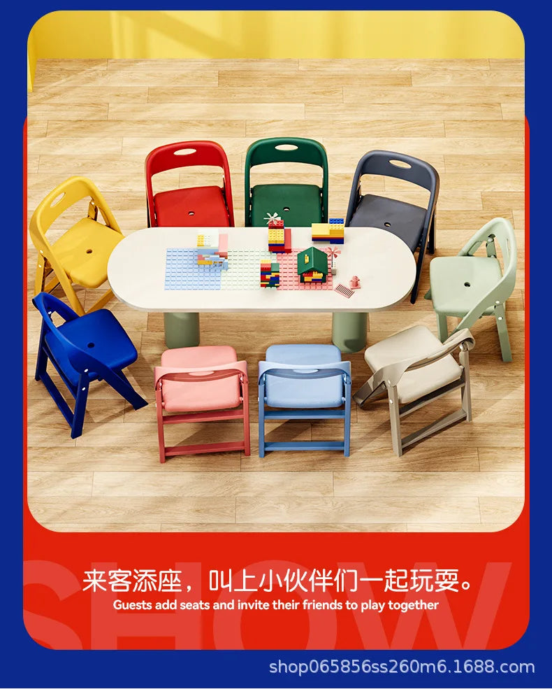 Folding Back Chair Small Bench Household Children's Non-slip Stool Thickened Living Room Shoe Changing Stool Kindergarten Chair