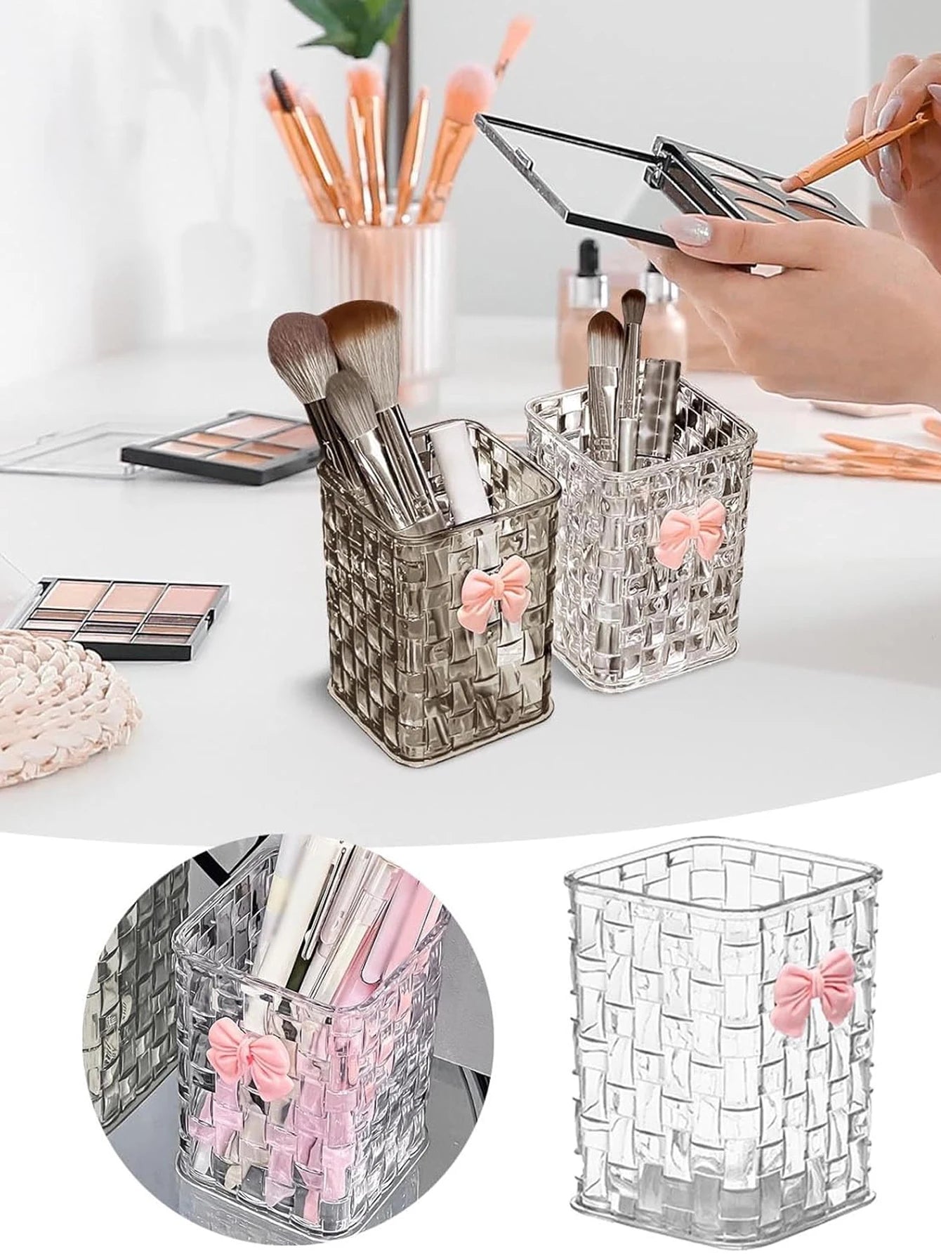 Clear Acrylic Makeup Brushes Storage Box Desk Cosmetic Organizer Lipstick Storage Nail Polish Display Stand Rack Jewelry Case