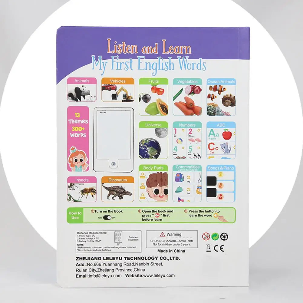 First English Words Sound Book for Babies & Toddlers, My First English Sound Toy Early Learning Book Fun Word Game for Language