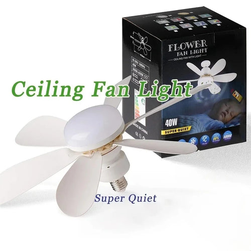 30W White Multifunctional Flower Shaped Ceiling Fan Light with Remote Dimming Function Suitable for Living Room Study ＆ Home Use