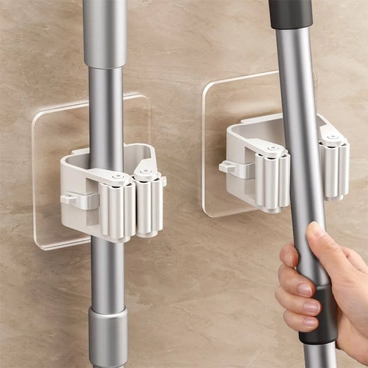 Multi-Purpose Strong Adhesive Wall Hooks – Mop & Broom Hanger
