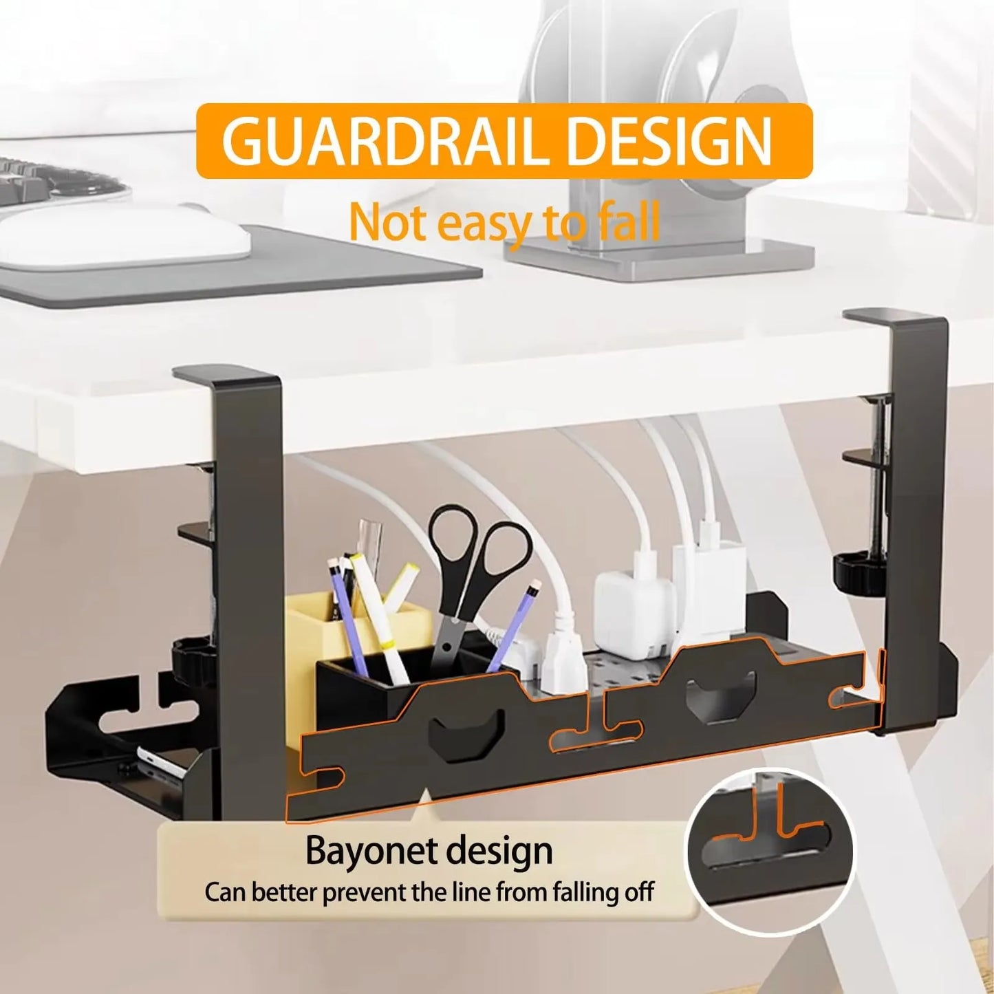 Telescopic Under-Desk Cable Management Tray – Metal Wire Organizer