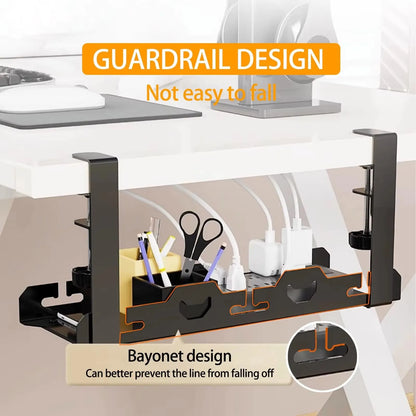 Telescopic Under-Desk Cable Management Tray – Metal Wire Organizer