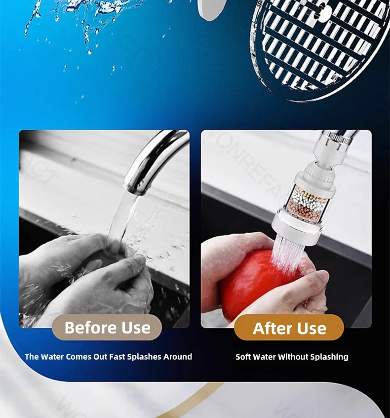 Universal Faucet Filter Interface Universal Water Filter Rotating Splash-Proof Universal Pressure Boosting 360° Rotation