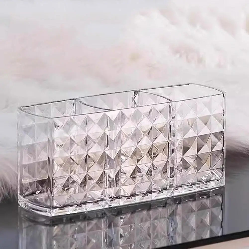 3 Slots Makeup Brush Holder Makeup Organizer Cosmetic Storage Box Lipstick Eyebrow Pencil Display Stand Acrylic Transparent Box