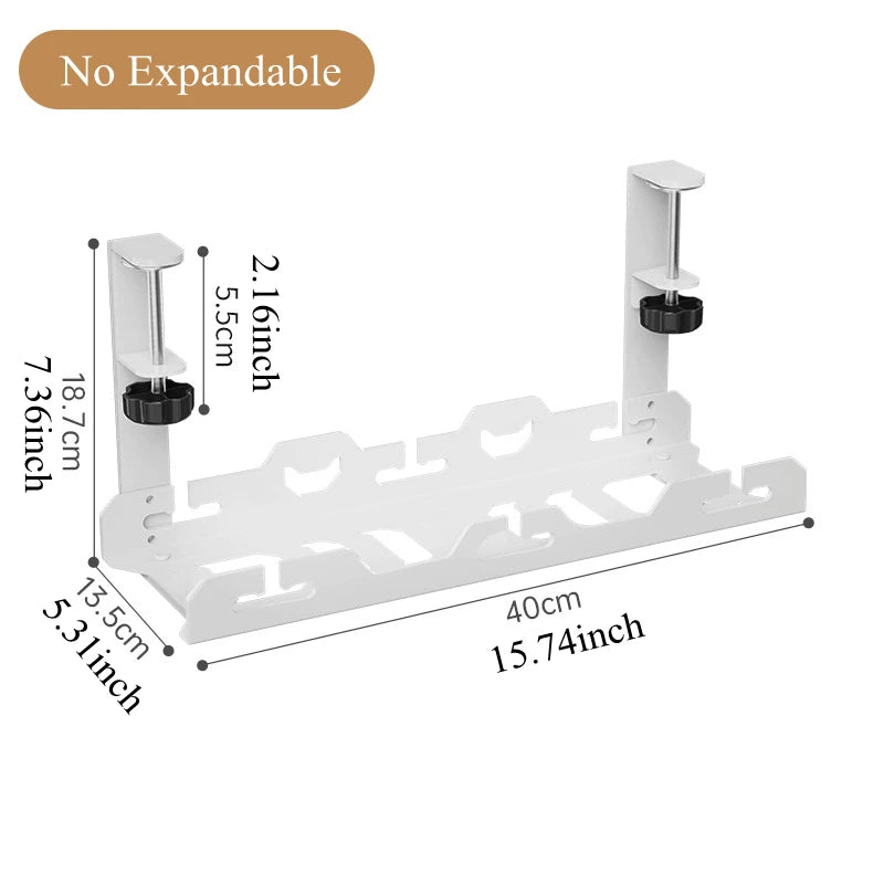 Telescopic Under-Desk Cable Management Tray – Metal Wire Organizer