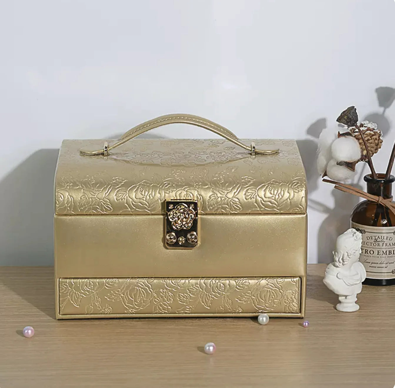 3-Layer Jewelry Storage Box with Lock for Women Watch