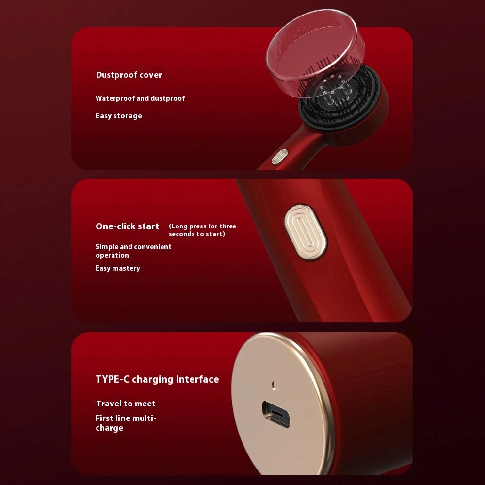 Electric Vibration Scalp Massager & Advanced Red Light Hair Growth Brush