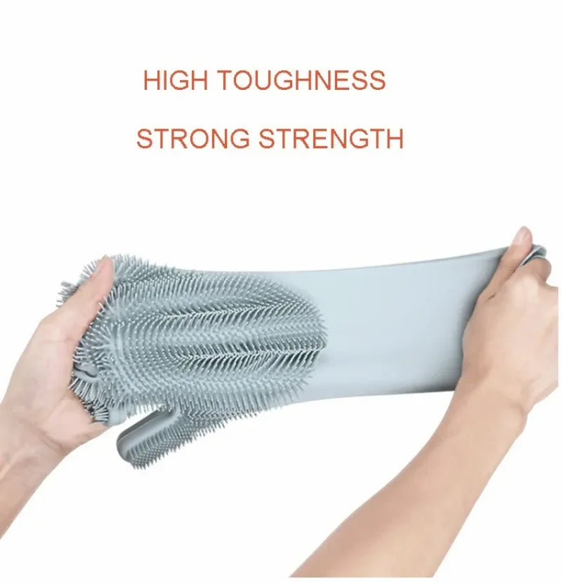 1Pair Dishwashing Cleaning Gloves Magic Silicone Scrub Rubber Dish Washing Glove Reusable Sponge Gloves Kitchen Cleaning Tools