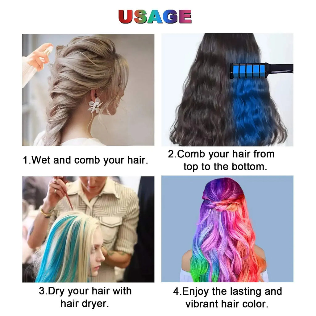 6/10PC Children S Hair Dye Comb Toy Set Girls Makeup Pretend Play Disposable Multi Color Hair Dye Outfit Role Playing Prop Set