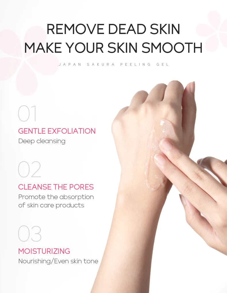 LAIKOU Japan Sakura Peeling Gel Gentle Exfoliating Dead Skin Remover Brightening Face Scrub