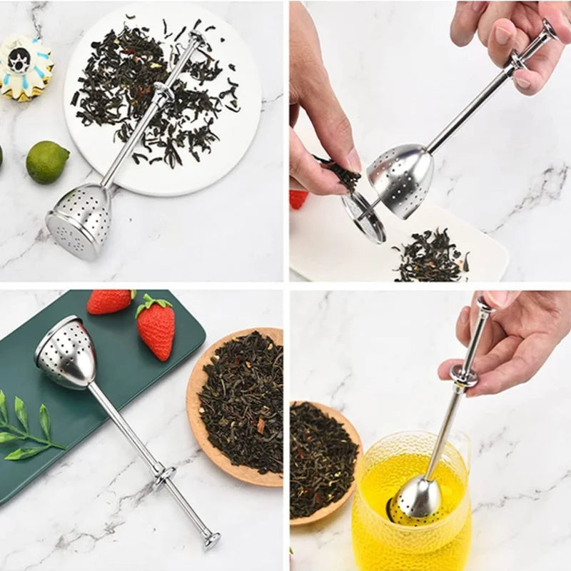 304 Stainless Steel Tea Filter Creative Portability Hanging Pipe Type Tea Leak Accessories Multi-Purpose Filter Kitchen Gadget