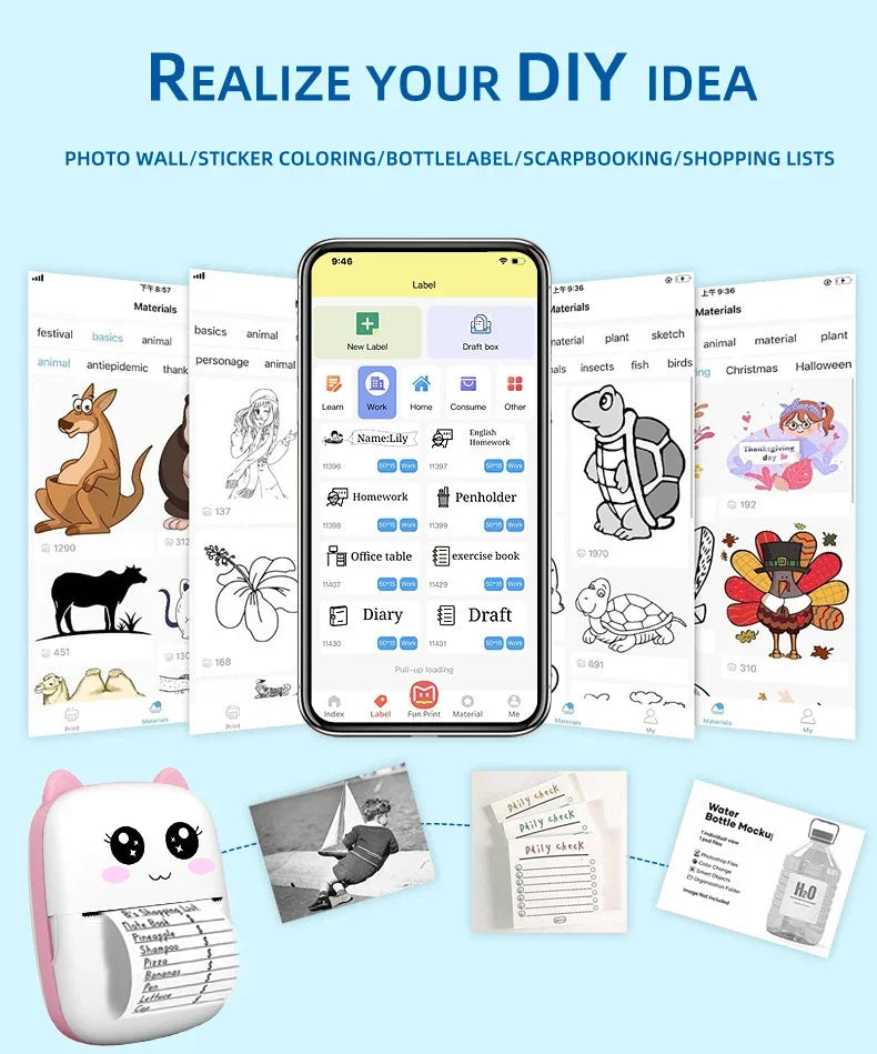 Mini Cat Bluetooth Thermal Printer – Pocket Photo & Label Printer (58mm)