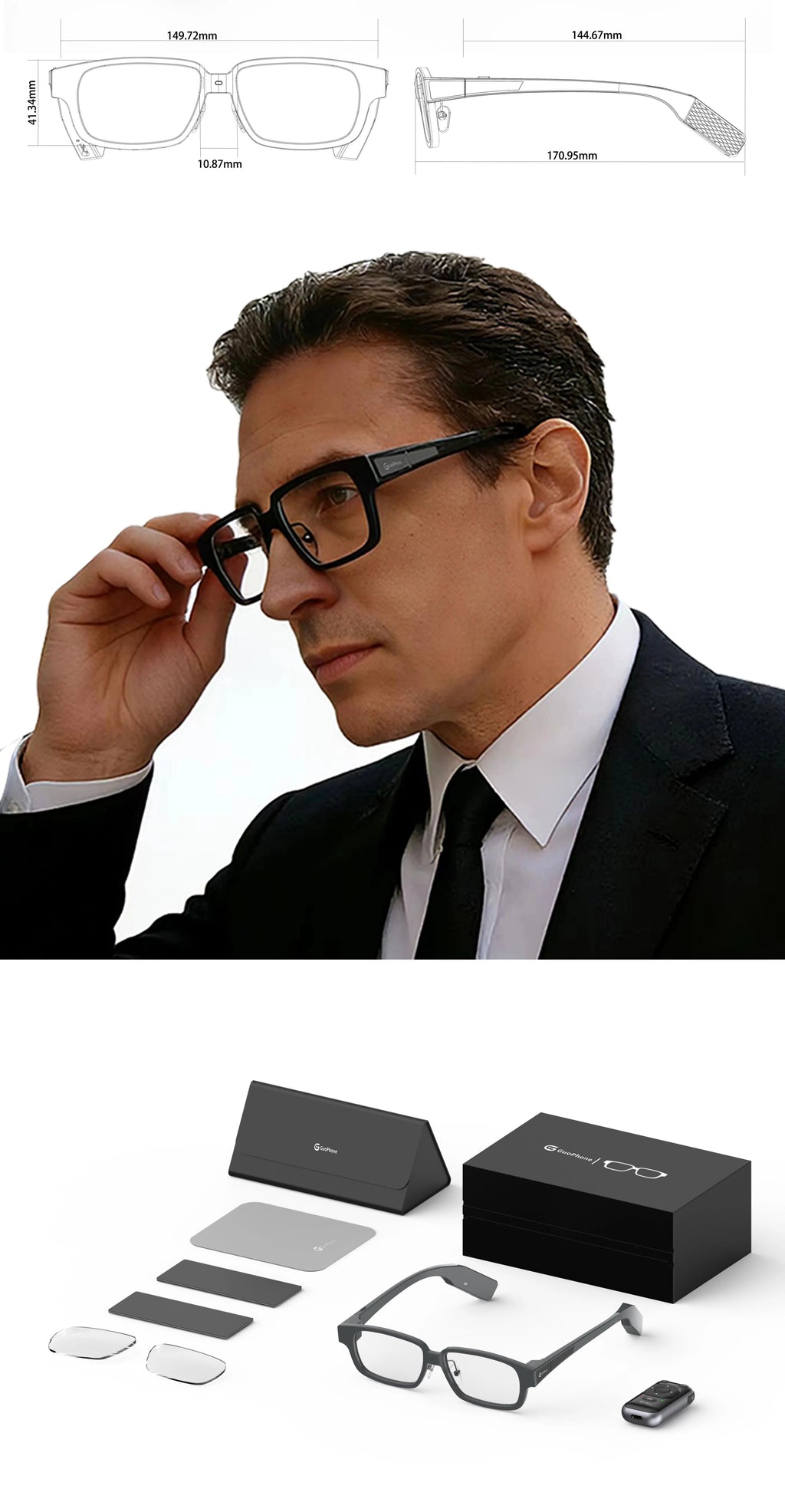 G3 Smart AR Glasses  Diffractive Waveguide, Dual Display, AI Translator, Bluetooth 5.3, 2500 Nits, 38g