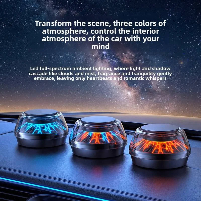 360° View Mirror Mount Volcanic Iceberg Car Diffuser - Air Purifying, Solar Powered, Forest & Floral Scents, Elegant Auto Decor