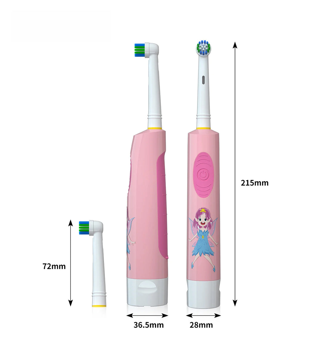 Kids Electric Toothbrush Soft Bristle Colorful Cartoon Rounded Vibrate Heads Teeth Brush Gum Care Battery Power 3-15 Years Old