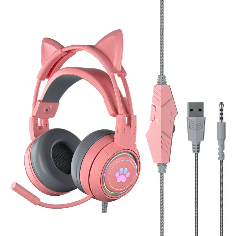 Cute Cat Ear Gaming Headphones