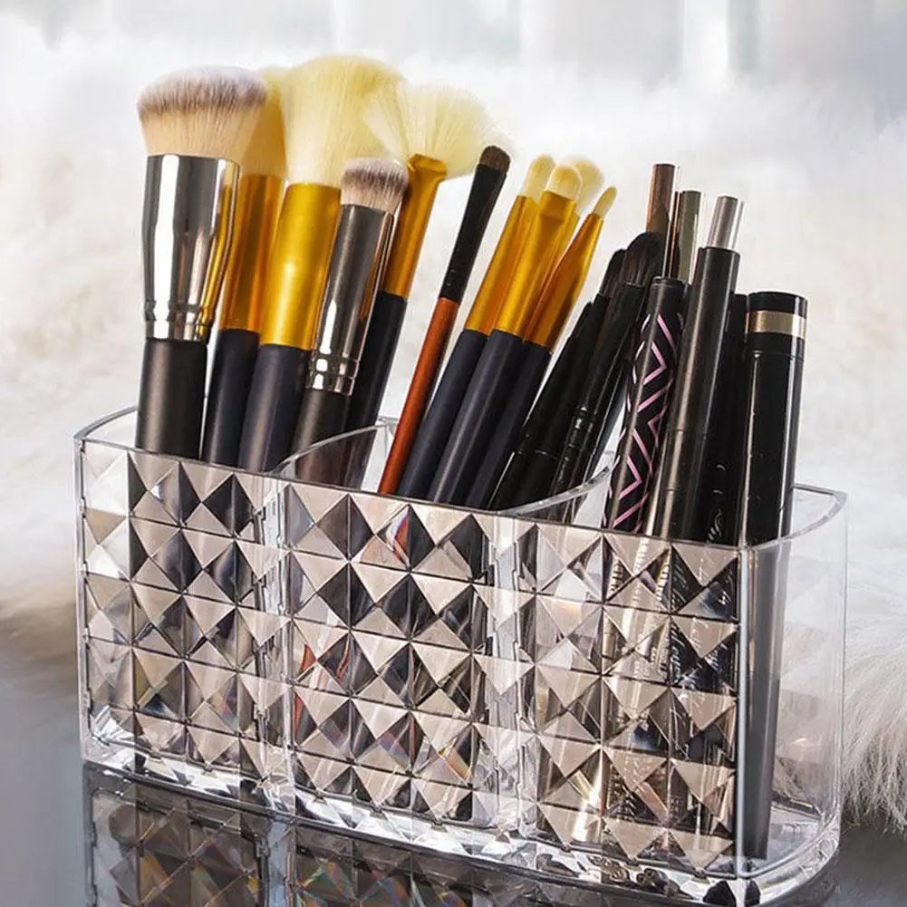 3 Slots Makeup Brush Holder Makeup Organizer Cosmetic Storage Box Lipstick Eyebrow Pencil Display Stand Acrylic Transparent Box