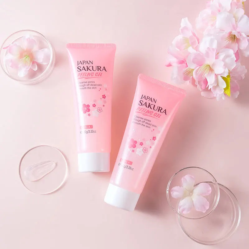 LAIKOU Japan Sakura Peeling Gel Gentle Exfoliating Dead Skin Remover Brightening Face Scrub