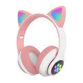 Flash Light Cute Cat Ears Wireless Headphone with Mic Control LED Kid Girl Stereo Music Helmet Phone Bluetooth Headset Gift