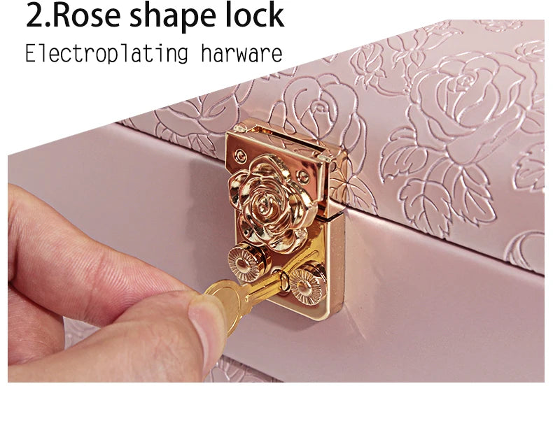 3-Layer Jewelry Storage Box with Lock for Women Watch