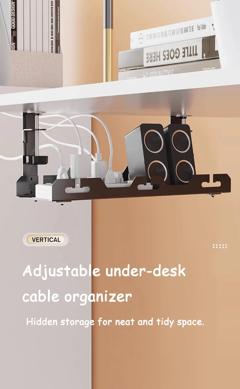Telescopic Under-Desk Cable Management Tray – Metal Wire Organizer