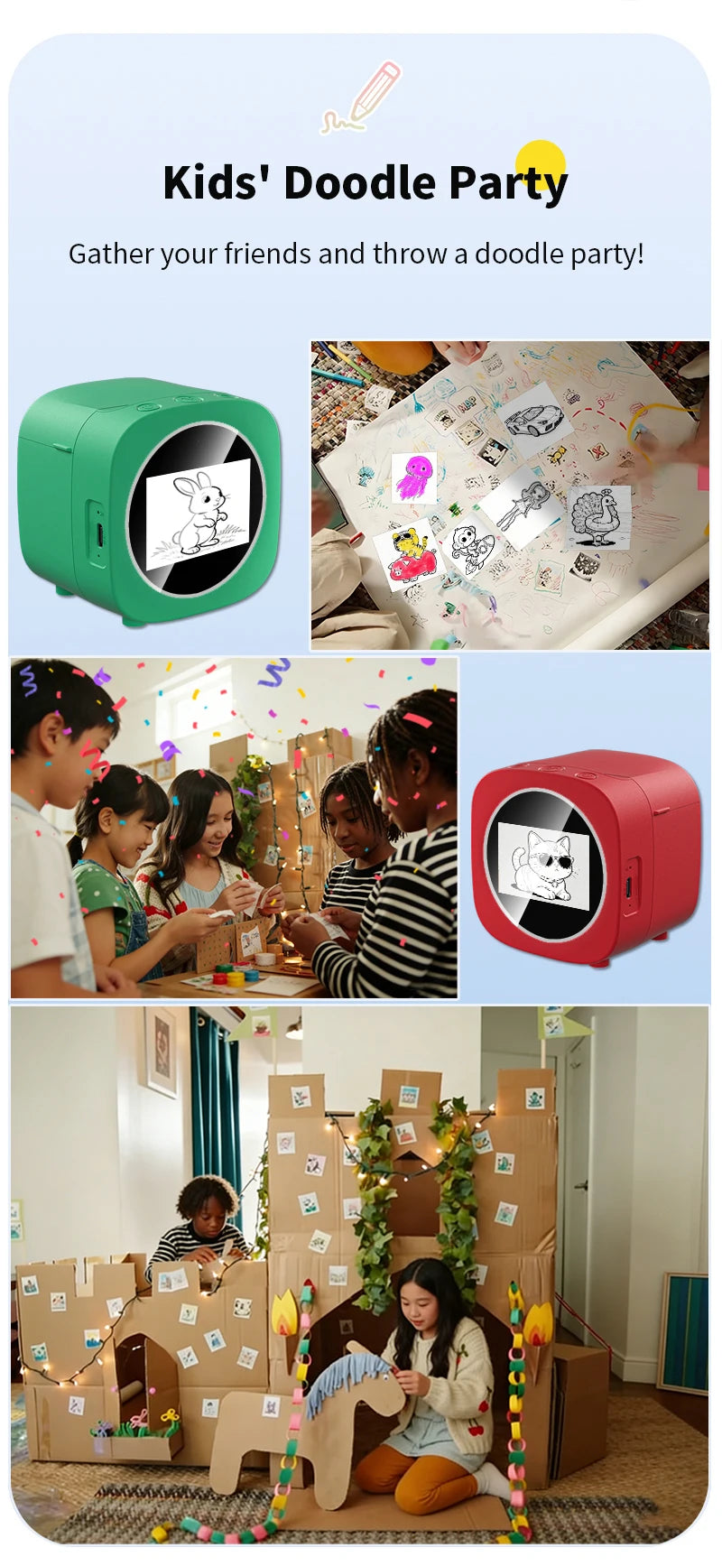 New AI Sticker Box AI Voice Activated Sticker Maker for Kids Instant Inkless Thermal Printer with Push-to-Talk Image Generation