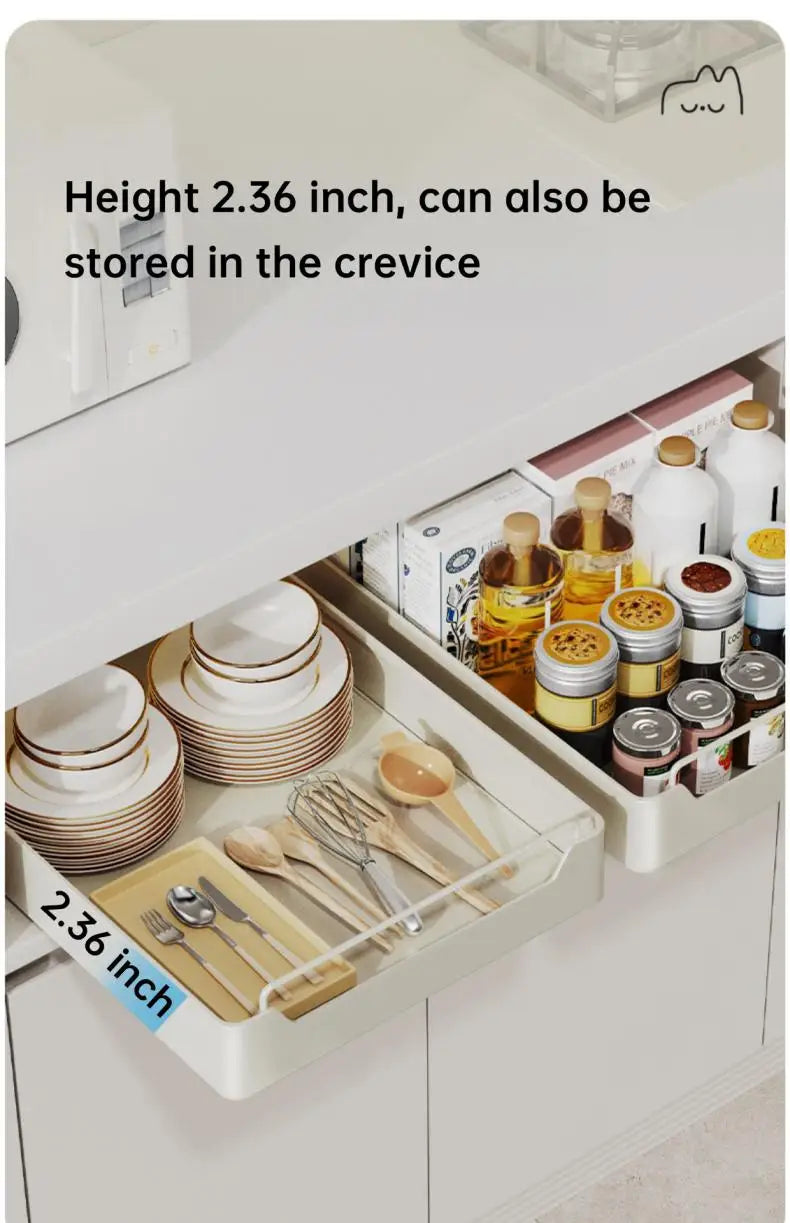 Kitchen Storage metal holdetr with Slide Rails Pull-out Drawer Storage Tray Spice Storage Rack Cabinets Organizer