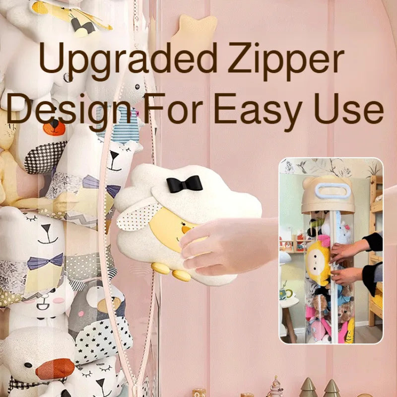 Large Transparent Toy Storage Bucket with Wheels – Kids’ Plush Organizer