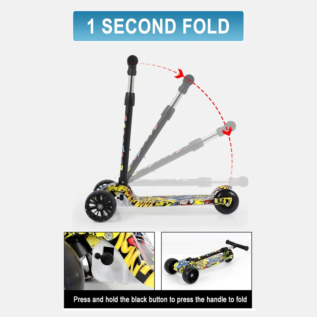 Kids Scooter 3 Wheels Folding Foot Scooters LED Shine Balance Bike Adjustable Height Skateboard Kick Scooter for Kids Sport Toy