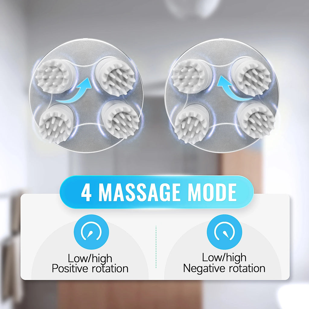 Electric Smart Head Massager Body Massage Neck Deep Tissue Kneading TYPE-C Wireless Waterproof Mini Scalp Massager  Stress Relax