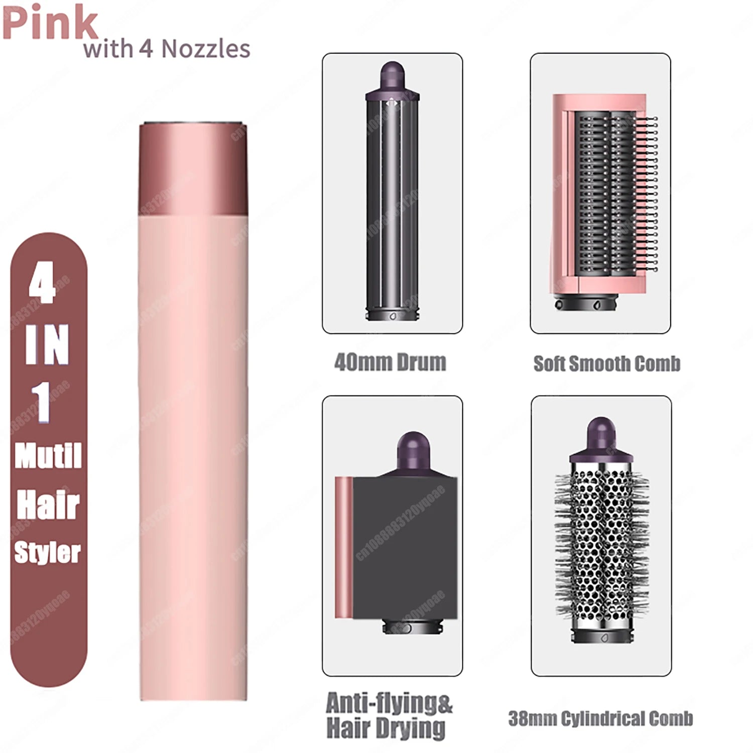 Hot Air Brush Auto-Curling 6 in1 Professional Multi Hair Styler Wrap Iron Straightener Hair Brush Curly Hair Dryer With Nozzles