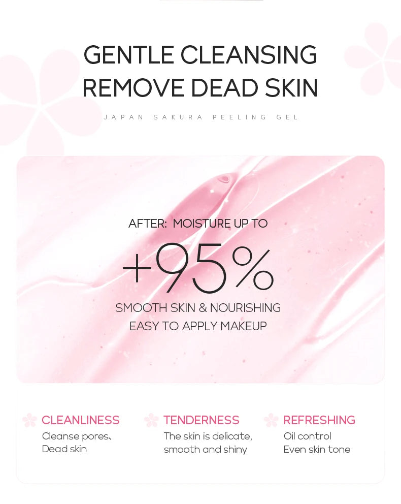 LAIKOU Japan Sakura Peeling Gel Gentle Exfoliating Dead Skin Remover Brightening Face Scrub