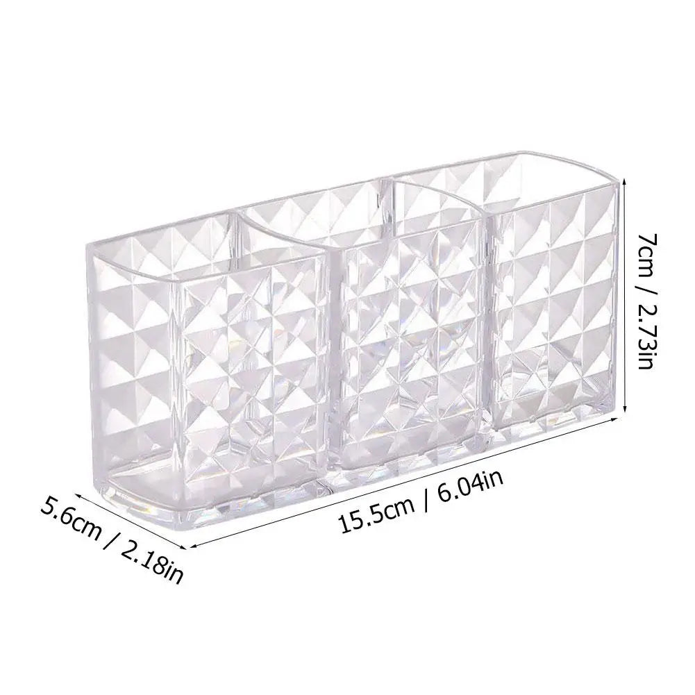 3 Slots Makeup Brush Holder Makeup Organizer Cosmetic Storage Box Lipstick Eyebrow Pencil Display Stand Acrylic Transparent Box