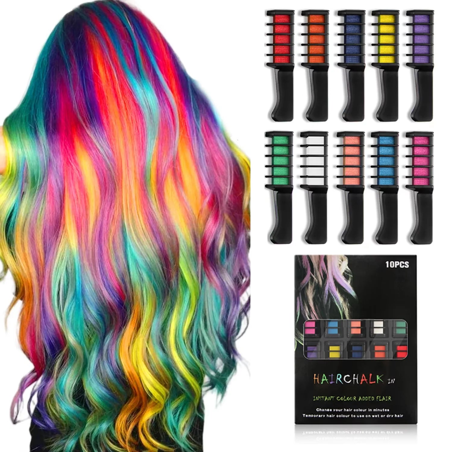 6/10PC Children S Hair Dye Comb Toy Set Girls Makeup Pretend Play Disposable Multi Color Hair Dye Outfit Role Playing Prop Set