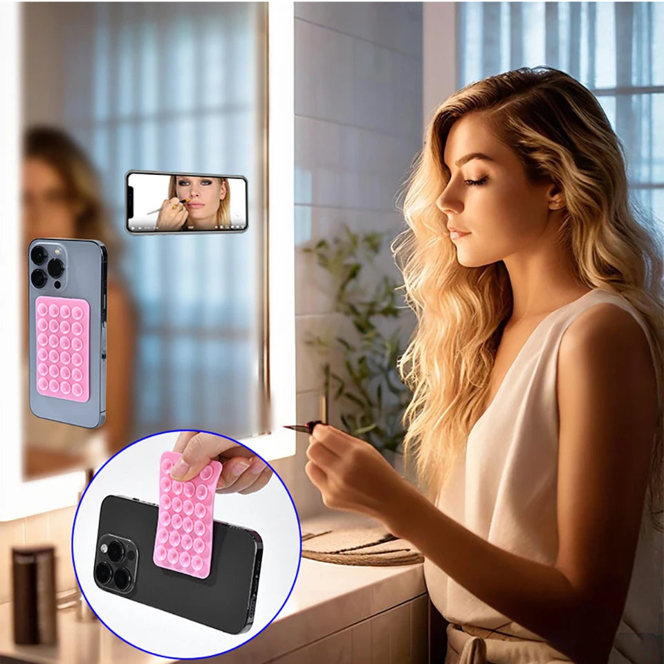 Silicone Suction cup holder case For iPhone 17 14 12 11 13 15 16 Pro Max Solid Color Cover For 16 15 14 Plus Air Accessories