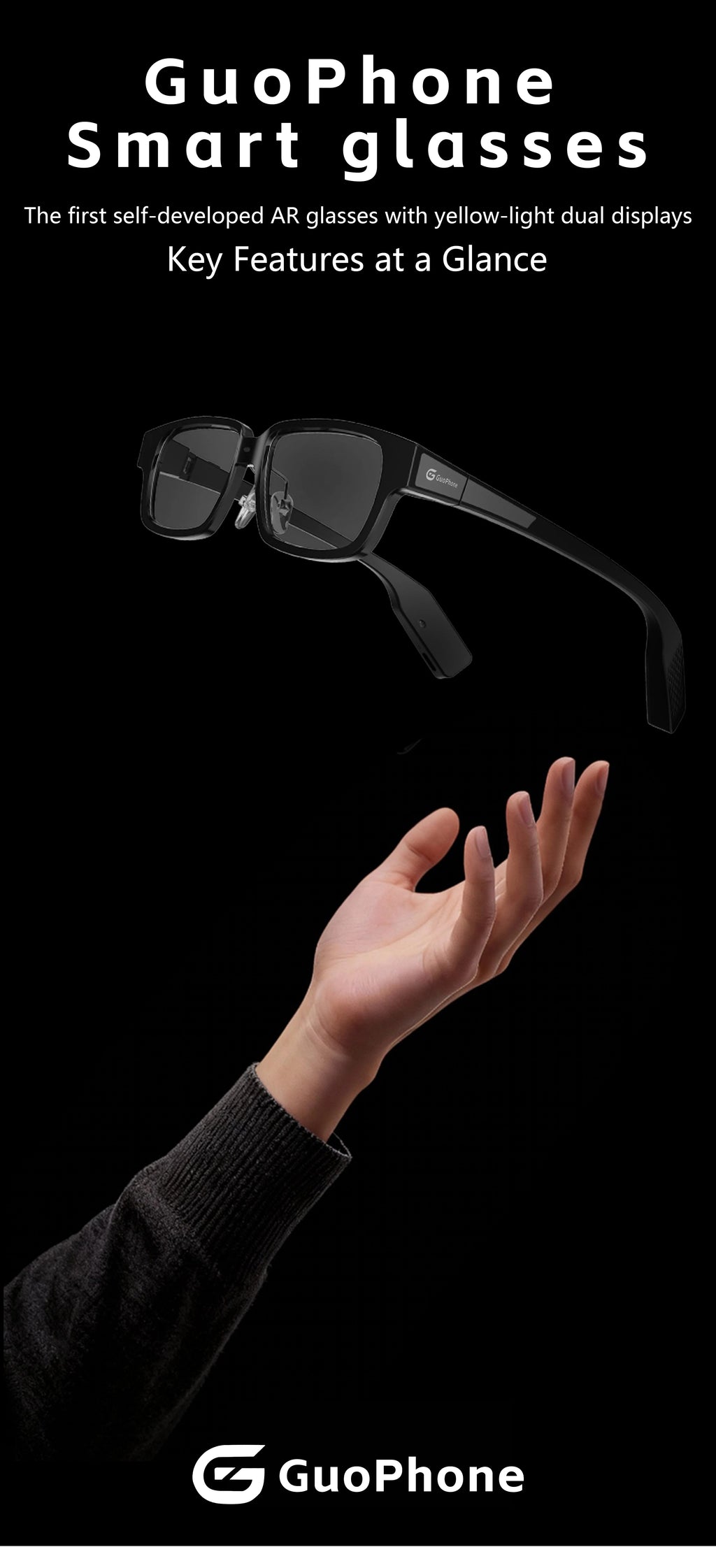 G3 Smart AR Glasses  Diffractive Waveguide, Dual Display, AI Translator, Bluetooth 5.3, 2500 Nits, 38g