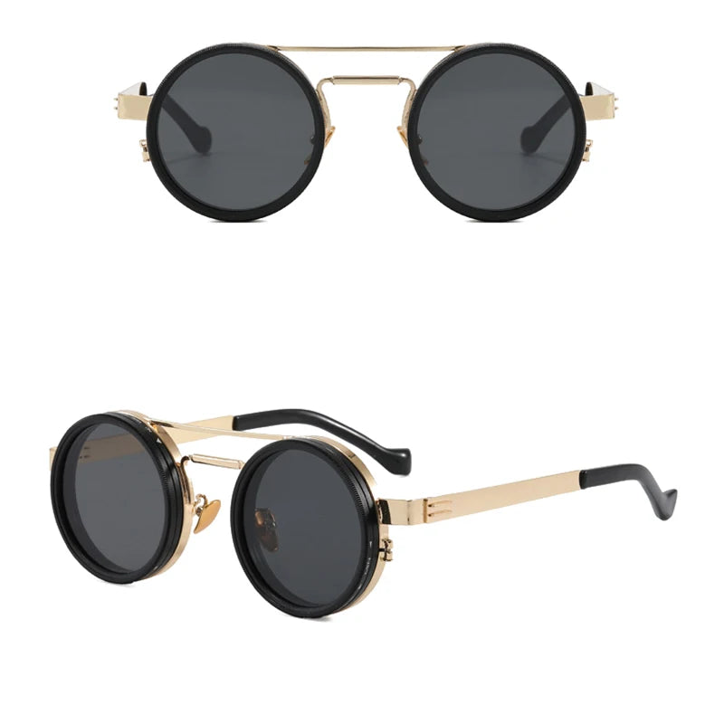 SHAUNA Retro Metal Round Punk ND9-level Adjustable Dimming Sunglasses Women Polarized UV400 Fashion Men Outdoor Sun Glasses