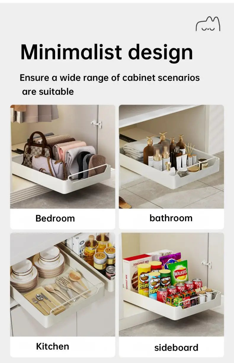 Kitchen Storage metal holdetr with Slide Rails Pull-out Drawer Storage Tray Spice Storage Rack Cabinets Organizer