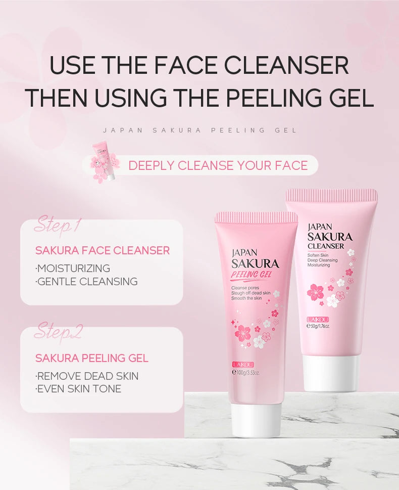 LAIKOU Japan Sakura Peeling Gel Gentle Exfoliating Dead Skin Remover Brightening Face Scrub