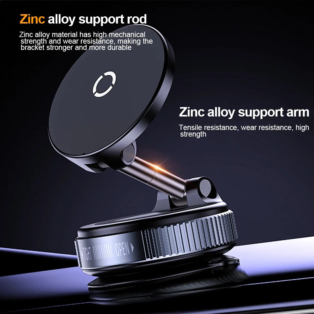 360 degree Rotation Foldable Magnetic Phone Holder, Vacuum Suction Cup Wireless Charger, Portable Universal Mount for Car, Gym