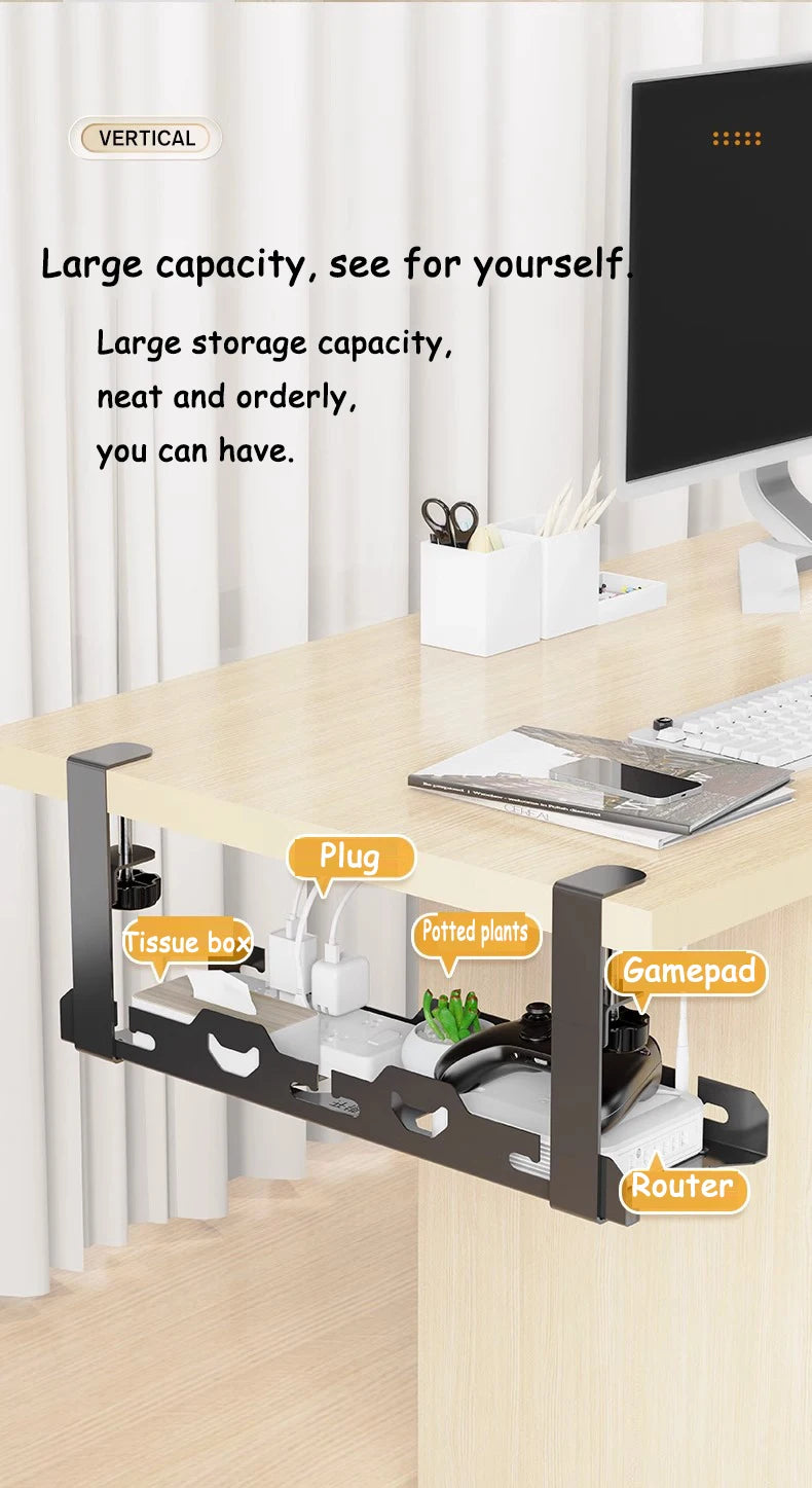 Telescopic Under-Desk Cable Management Tray – Metal Wire Organizer