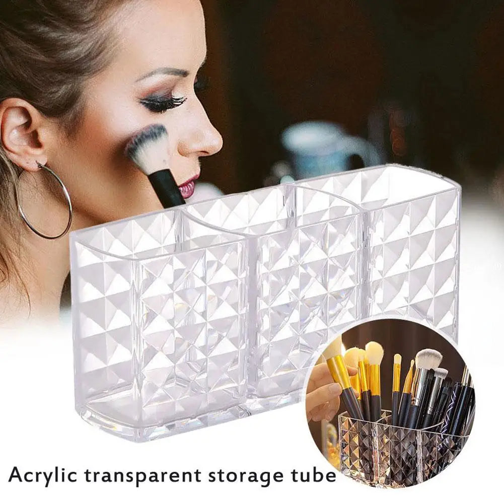 3 Slots Makeup Brush Holder Makeup Organizer Cosmetic Storage Box Lipstick Eyebrow Pencil Display Stand Acrylic Transparent Box