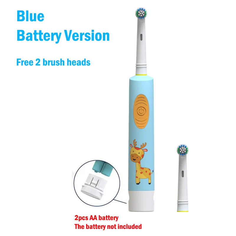 Kids Electric Toothbrush Soft Bristle Colorful Cartoon Rounded Vibrate Heads Teeth Brush Gum Care Battery Power 3-15 Years Old