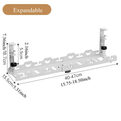 Telescopic Under-Desk Cable Management Tray – Metal Wire Organizer