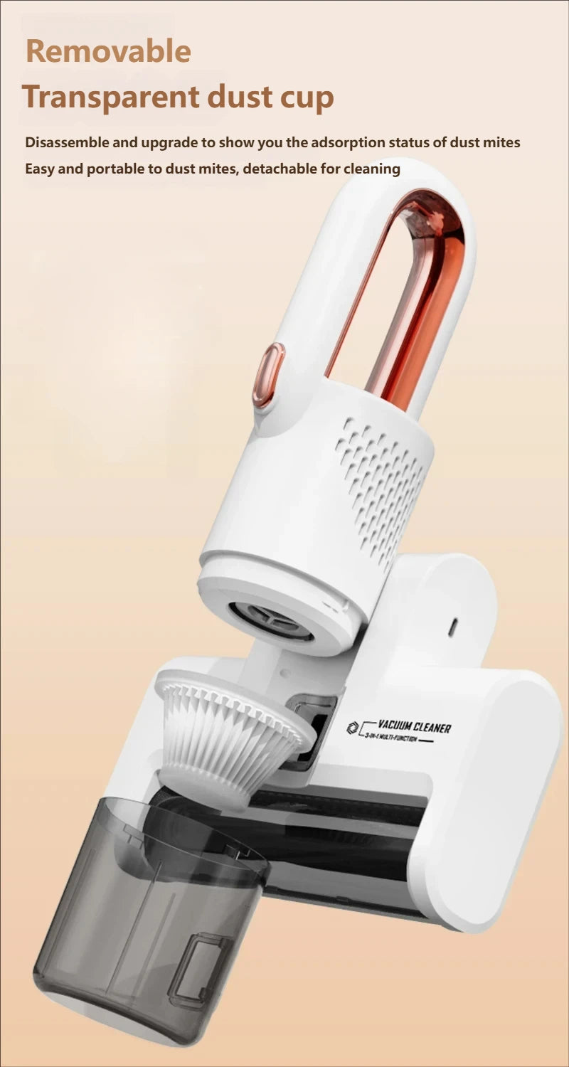 Portable Wireless Handheld Household Vacuum Cleaner Powerful UV HEPA Filter Mite Remover