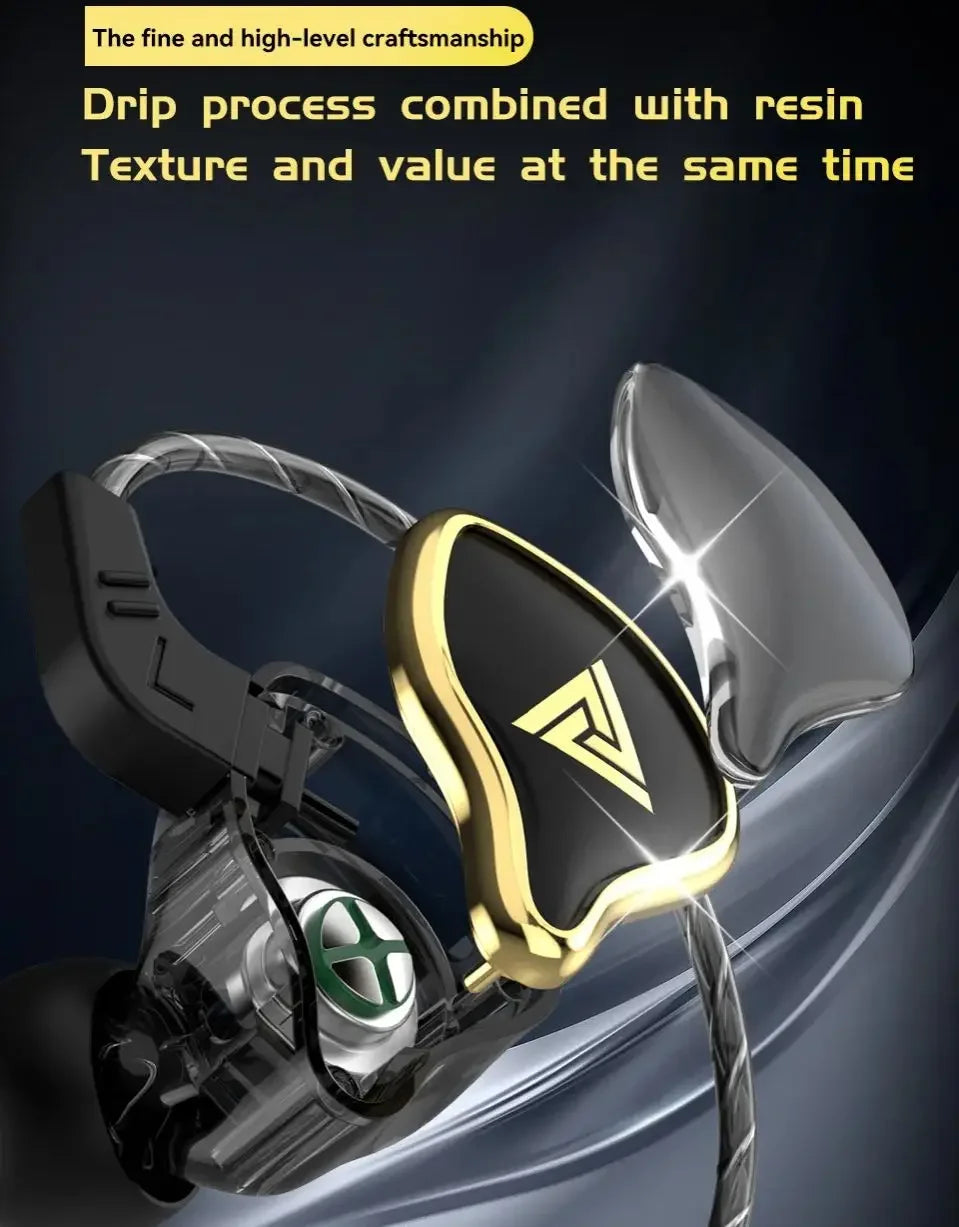QKZ AK6 Ares Sports In-Ear Earphones with Remote Control Microphone Heavy Bass HiFi Wired Earbuds for Listen to music and game