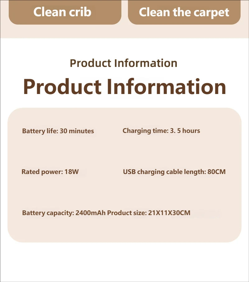 Portable Wireless Handheld Household Vacuum Cleaner Powerful UV HEPA Filter Mite Remover