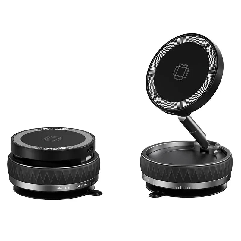 360 degree Rotation Foldable Magnetic Phone Holder, Vacuum Suction Cup Wireless Charger, Portable Universal Mount for Car, Gym